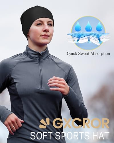 Image of GXCROR Fleece Beanies Flexfit Winter Hats Skull Cap Cycling Cap Reflective Running Gear Bonnet