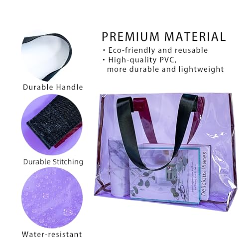 Large Purple Clear Tote Bag-Versatile,Waterproof,Stain Resistant,Transparent Shoulder Tote Bag,Work Shoulder Tote Bag3