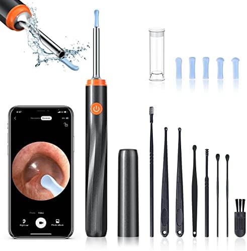 Ear Cleaner with Camera, Ear Wax Removal with 8 Pcs Ear Set, Ear Cleaning Kit with 6 Ear Spoon, Earwax Removal Tool with Light, Otoscope for iPad, iPhone, Android Phones