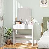 HOMCOM Tocador de Maquillaje con Espejo, Blanco