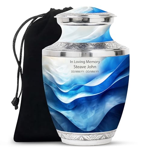 Image of Forest Personalized Urns for Human Ashes Adult Male - Burial Urn for Mom & Dad - Large Decorative Urn - Funeral Ashes Urn - Customized Urns for Human Ashes - 10 Inch Large with Velvet Bag