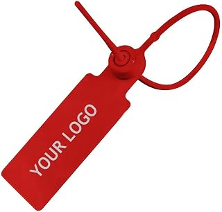 MUKA 100PCS Custom Zip Tie with Tag Laser Engraved, Printed Plastic Security Seal Self Locking 9 inch-Red