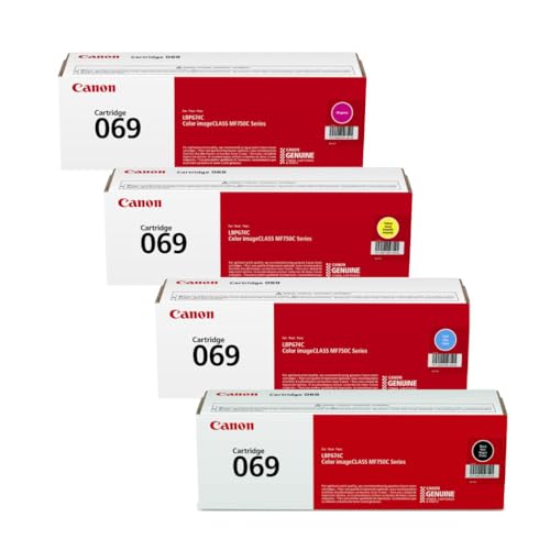Canon 069 Toner Cartridge Set – 4 Pack (Black, Cyan, Magenta, Yellow) | Compatible Color imageCLASS MF753Cdw, MF653Cdw, LBP674Cdw, LBP633Cdw | High-Yield Toner Replacement Set
