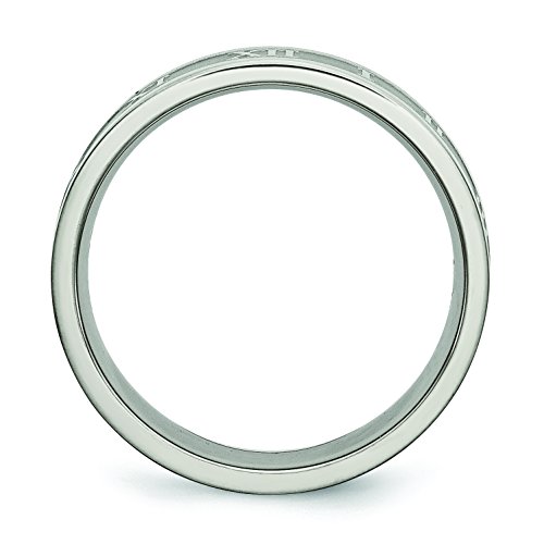 Mens Titanium Roman Numerals 6mm Satin and Polished Flat Wedding Band Ring2