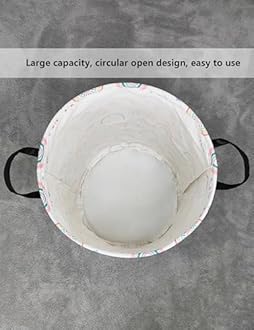 QUEENLALA Large Storage Basket,Laundry Hamper/Bathroom/Home Decor/Collapsible Round Storage Bin,Boys and Girls Hamper/Boxes/Clothing（Round-Rainbow）