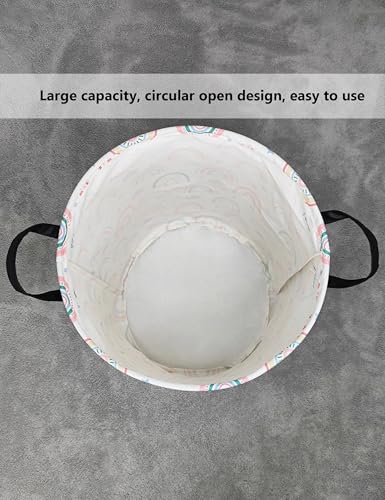 QUEENLALA Large Storage Basket,Laundry Hamper/Bathroom/Home Decor/Collapsible Round Storage Bin,Boys and Girls Hamper/Boxes/Clothing（Round-Rainbow）