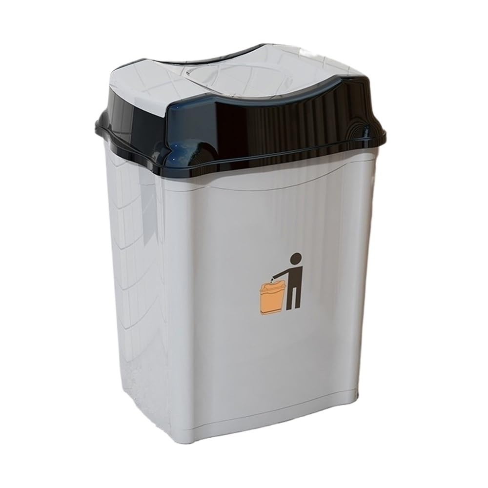 Kosz na śmieci Outdoor Trash Can Plastikowy kosz na śmieci z klapką, wyjmowany kosz na śmieci do kuchni i łazienki z klapką do użytku wewnątrz, na zewnątrz i komercyjny (szary, 50L)