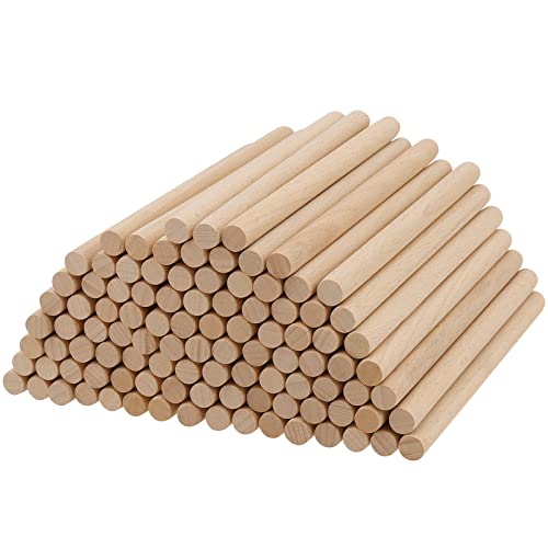 HOZEON 100 PCS 3/8 x 6 Inch Dowel Rods Wood Sticks, Natural Wooden Dowel Rods Dowel Sticks, Unfinished Wood Sticks for Crafts and DIY Project