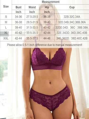Image of Avidlove Lingerie Set for Women Sexy Lace Bra and Panty Sets 2 Piece Lace Bralette Set