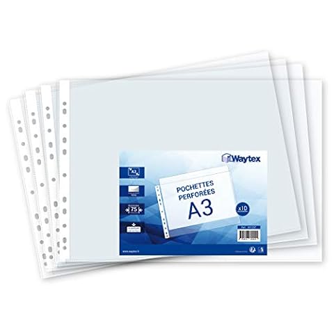 WAYTEX Koszula perforowana torba A3, gruba 7,5/100, torba po 10 sztuk (wysoki otwór)