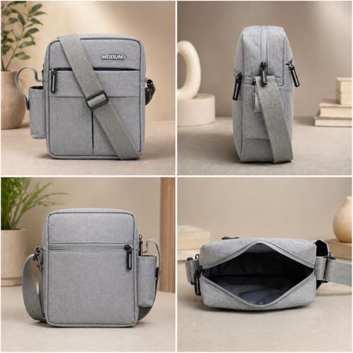 Image of Wooum Water-Resistant Sling Bag for Men with 1 Year Warranty | Stylish Crossbody & Messenger Bag | Compact Office & Travel Side Bag | Waterproof Man Bag | Gift for Men Under 500 | Water resistant bag, Compact sling design, Multi pocket storage, Adjustable strap, Ideal gift for men, 1 Year warranty