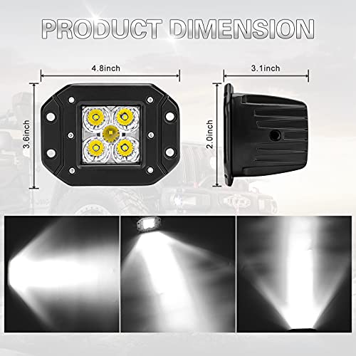 Jiepeng Flush Mount Led Pods, 2Pcs 5'' 100W Cree Led Driving Lights Led Work Light Spot Beam Flush Mount Led Lights Super Bright Off Road Lights For Truck Atv Utv Boat 4X4 Grill Mount #TOP1