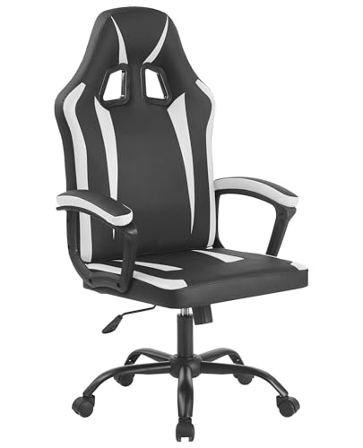 IlGruppone Sedia Gaming Adulto Professionale Similpelle Reclinabile con Braccioli Ufficio Regolabile in Altezza Pistone Gas Gamer Portata 150 kg - Bianco