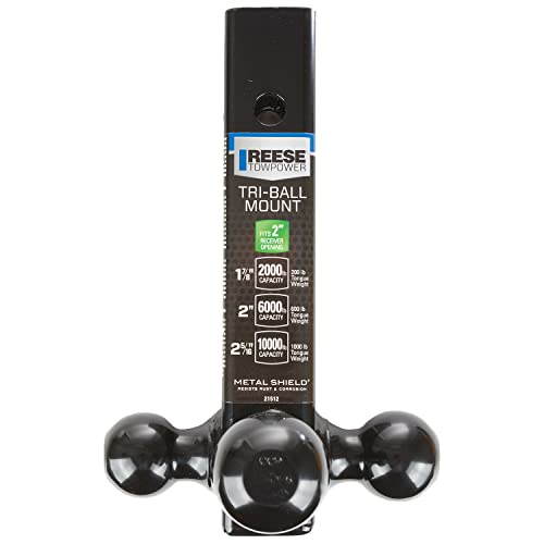 Reese Towpower Tri-Ball Trailer Hitch Ball Mount, 10,000 Lbs. Capacity, Fits 2 In. Receiver, Black #TOP4