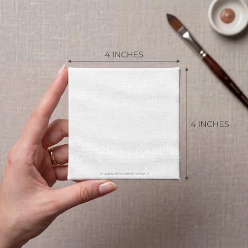 Image of SoulAbiti Blank Canvas Panels for Painting, 4x4 Inch (Set of 6) - 100% Cotton, Triple Gesso Primed - Small Square Canvas Boards for Acrylic, Oil, Fluid Art & Crafting - Ideal for Artists & Kids
