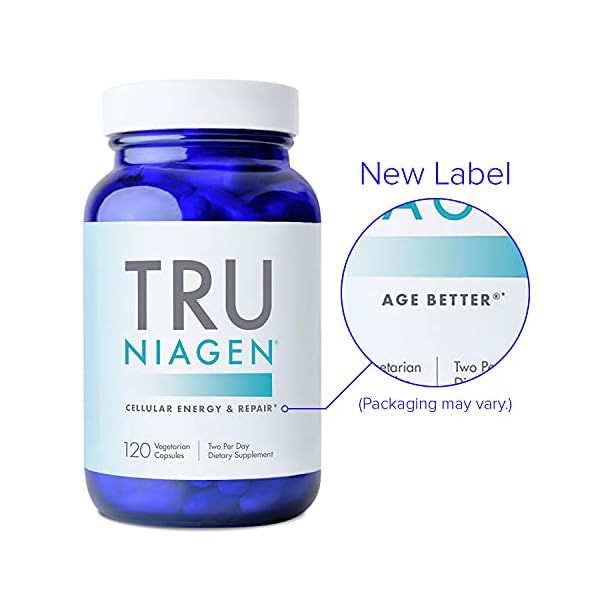 TRU NIAGEN - Patented Nicotinamide Riboside NAD+ Supplement. NR Supports Cellular Energy Metabolism & Repair, Vitality, Healthy Aging of Heart, Brain & Muscle - 60 Servings / 120 Capsules - Pack of 1