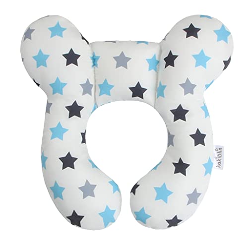 Image of KAKIBLIN Baby Travel Pillow for Head and Neck Support Pillow for Pushchair,Car Seat,Travel, (White Star)