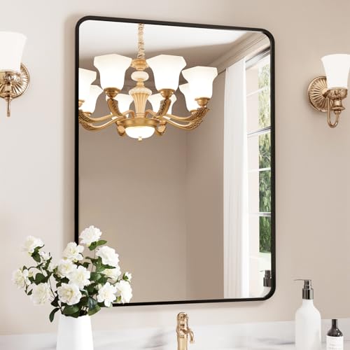Recopilación y reviews de Mueble para fregadero barato los mejores 5. 37 Espejo de baño – para pared sobre fregadero de 12 x 16 pulgadas de pared, espejos pequeños para recámara/sala de estar, espejo colgante negro para entrada/casa de campo,...