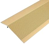 GTHTUHFD Tira De Transición De Aluminio para Umbrales De Piso, Tiras para Puertas, Borde De Alfombra Antideslizante, Reductor para Pisos De Interior, Puerta, Laminado Y Vini,Gold