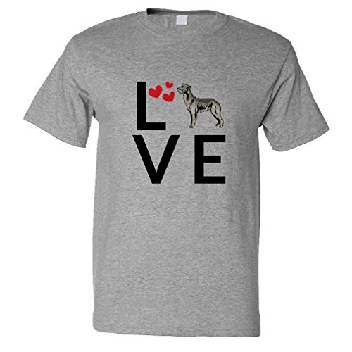 Custom Funny Graphic T Shirts for Men Love Hearts Scottish Deerhound Dog Cotton Top Oxford Grey Design Only 3X Large