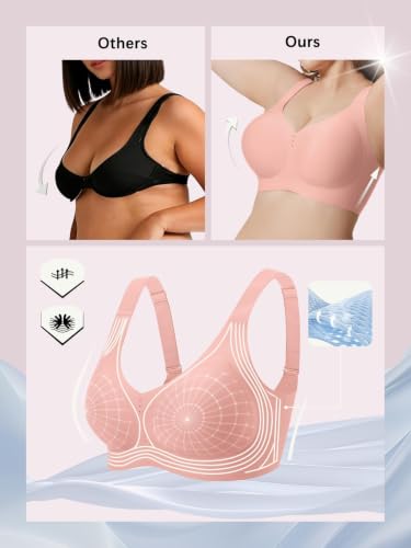 COCOMARTS Jelly Bras for Women No Underwire Full Coverage Push Up Seamless Bralettes Comfortable Supportive Tshirt Bra Tea Red XX-Large — view 4