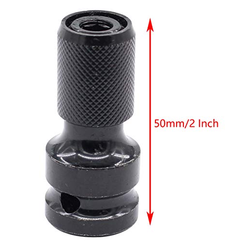 ApplianPar 1/2 Inch Square Drive to 1/4 Inch Hex Female Socket Adapter Drill Chuck for Air and Electric Impact Wrench Converter Chuck Adaptor