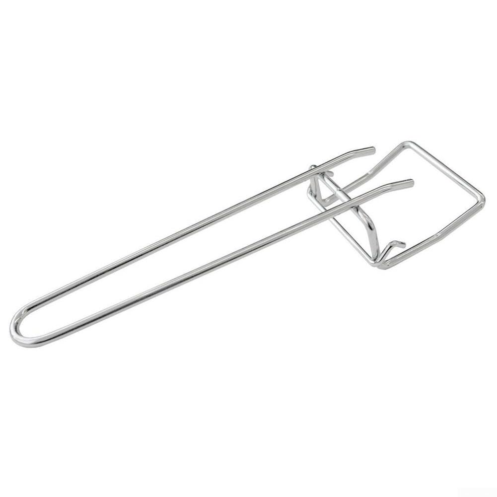 Robuster Grillrostheber aus Edelstahl mit abnehmbarem Griff für sichere Handhabung von heißen Grillplatten auf Holzkohlegrills und Outdooröfen silber