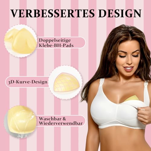 prowithlin Klebe BH Push Up Pads, Selbstklebender BH, Pushpads Doppelseitig Klebende Pushup Nippelcover (DE/NL/SE/PL, Alphanumerisch, Einheitsgröße, Regular, Regular)