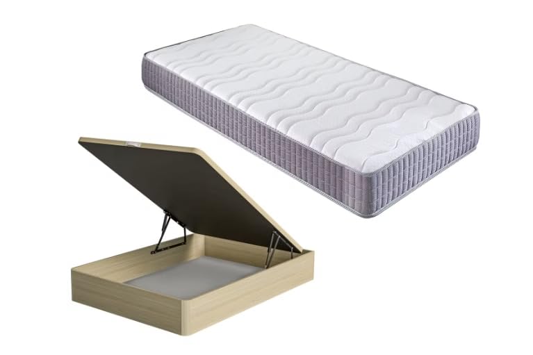 FACTORY COLCHON - Pack Colchón Viscoelástico + Canapé De Madera Hard 90x190 Color Blanco