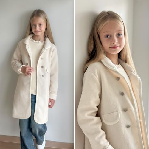 Simplee kids Girls Dress Coat Lapel Button Winter Jackets Coats Long Sleeve Outerwear with Pockets 4-14Year2