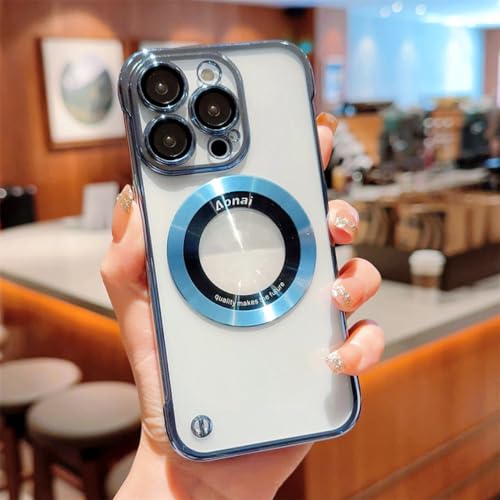 Coque iPhone 13 Pro mince sans cadre fine PC rigide aimantée bleu sierra