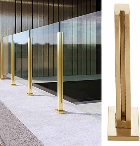 Glass Railing Post System - Secure Balustrade Kit with Square Clamp for Balcony, Staircase, Deck Guardrail - Durable, Easy Install, Modern Design, Safety Compliant