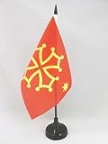 Uso : Decoracion de Interior AZ FLAG Bandera de Mesa de OCCITANIA con Estrella 21x14cm - BANDERINA de DESPACHO DE OCCITANIE 14 x 21 cm