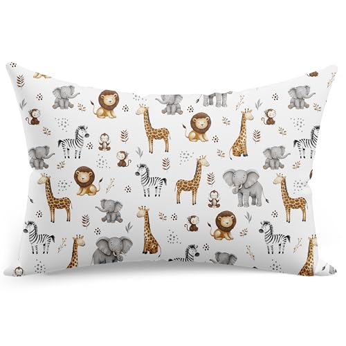 PinkZebra Kopfkissenbezüge 40 x 80 cm, Kissenbezug aus 100% Baumwolle, Kissenhülle, Öko-Tex, Hülle für Kissen mit Reißverschluss, Safari 1
