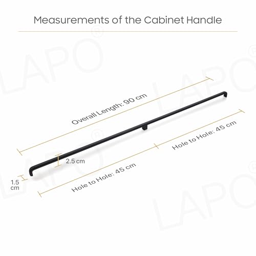 Image of LAPO 2 Piece Cabinet Handles for Drawer, Pulls for Almirah, 36 Inch Black Window Drawer for Kitchen, Wardrobe, Cupboard Furniture's (900mm, Black Finish, 3 Years Warranty)