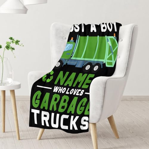 Mercuryelf Custom Garbage Truck Blanket Gift - 50x60 Inches Funny Throw Blankets for Kids - Black Soft, Fuzzy & Warm Throws for Living Room, Sofa