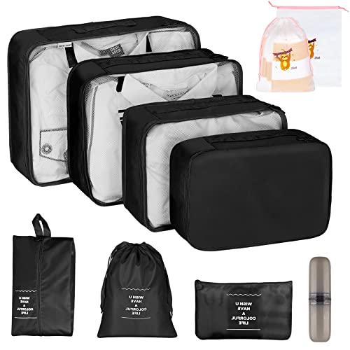 Cubi di imballaggio a compressione 8 in 1 Borse da viaggio espandibili Organizza