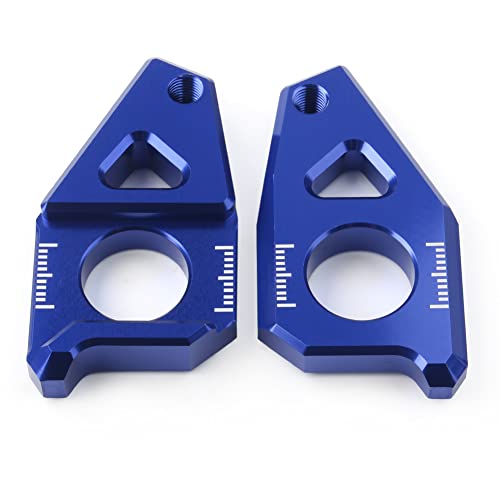 FSFY Motorcycle Rear Axle Spindle Chain Adjuster Blocks 6061-T6 Aluminum Blue for Yamaha FZ8/TMAX 530 12-15, FZ1 06-15, YZF R1 05-15