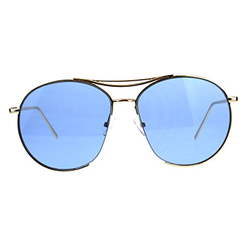 Exposed Lens Luxury Metal Rim Oceanic Round Designer Pilots Sunglasses