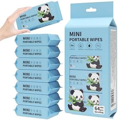 Mini Baby Wipes Disposable Portable Pocket Water Wipes Baby Skin Care Wet Tissue Travel Children Baby Hand & Face Baby Sanitizing Cleansing/Moisturising Wipes For Fresh(64 Wipes X 1 Pack)
