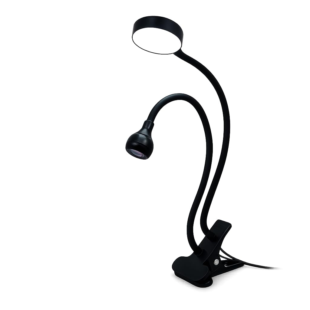2 in 1 Black LED Clip on Table Lamp with USB Interface for Nail Salon Use Curing Lamp Multicolor Fill Light Nail Dryer Button Type Double Head UV Polish Light Plastic Metal Construction-image-40