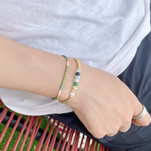 Image of KELITCH Boho Women Crystal Shell Beaded Friendship Bracelets Handmade Strand Bracelet Bangles Jewelry