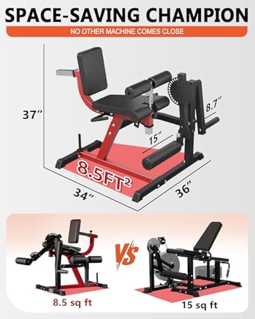 GMWD Leg Extension and Curl Machine, Lower Body Special Leg Machine, Adjustable Leg Exercise Bench with Plate Loaded, Leg Rotary Extension for Thigh, Home Gym Weight Machine