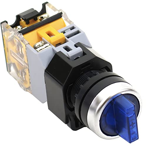 Yuco Yc-Ss22Pma-I2Bu-1 Illuminated Selector Switch 22Mm 2-Position Maintained 24V Ac/Dc With 1 Normally Open 1 Normally Closed Contact Blocks (Blue) #TOP13