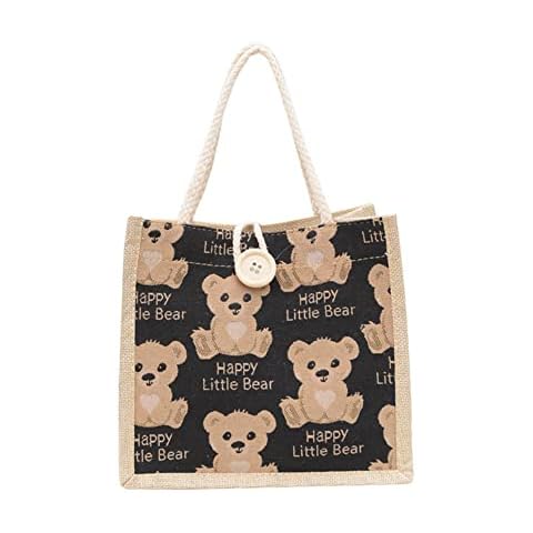 Bear Lunch Bag for Women Tote/Shoulder Bag With Bear Patterns Medium Lunch Pail for School Work Office Eco-friendly Bag for Shopping School Work Cover