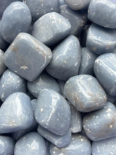 Image of Tumbled Stones, Natural Crystal Healing Stones, Home Office Decor, Aquarium Decorative Pebbles, Vase Fillers (Blue Lace Agate, 50)