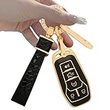 WeiZhenZJYiWu Key fob Cover.Two different materials keychain Accessories，5 colors TPU key Cover .for Ford 4/5 Buttons Smart Key (black-A)