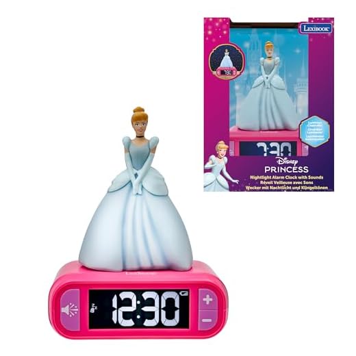 LEXiBOOK - Disney Princess Digital Alarm Clock for Kids with Night Light Snooze, Childrens Clock, Luminous Disney Princess, Pink Colour - RL800DP