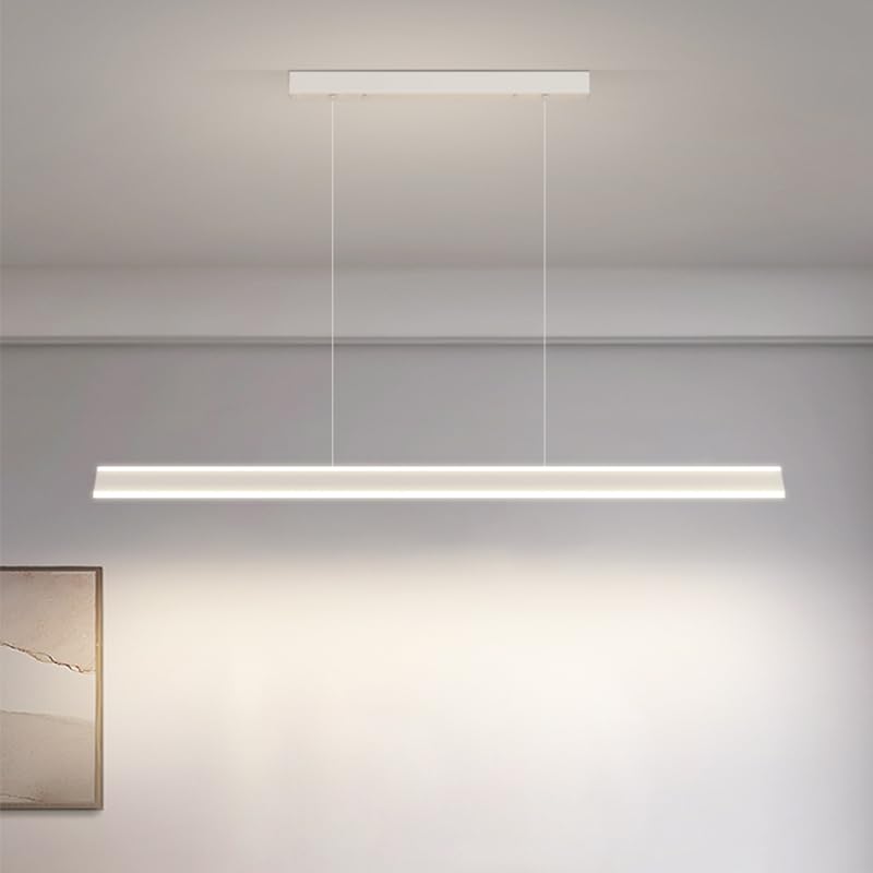 Luminaire Suspendu Moderne Blanc 100cm Lustre Long Brillant 3 Couleurs