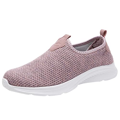Baskets plates légères femme en maille respirante rose 40